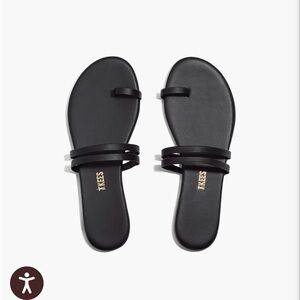 TKEES Women’s Black Double-Strap Slide Sandals